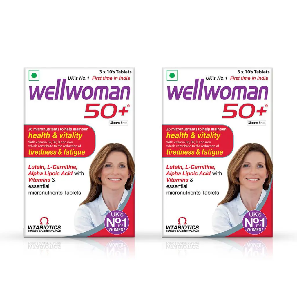 Wellwoman 50+ double combo tablets to support vitality and reduce fatigue