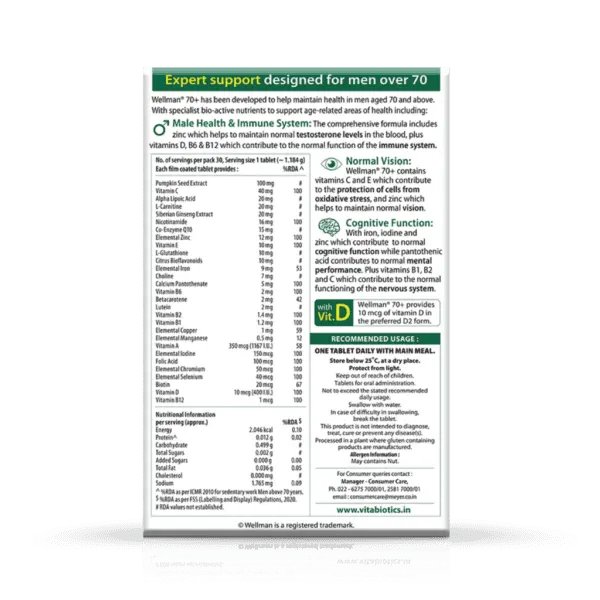 Vitabiotics Wellman 70+ supplement tablets
