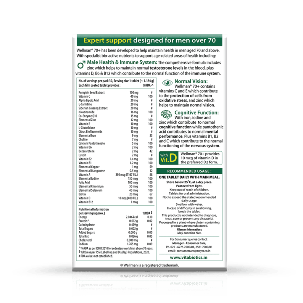 Vitabiotics Wellman 70+ supplement tablets