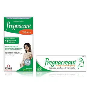 Pregnacare with 17 vitamins and minerals tablets combo with pregnacream to prevent stretch mark