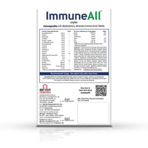 Immune All Tablets-30's pack with nutritional information and usage details